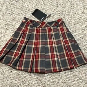 Girls High Waisted Plain Pleated Skirt Skater Tennis Skirt Lining Shorts